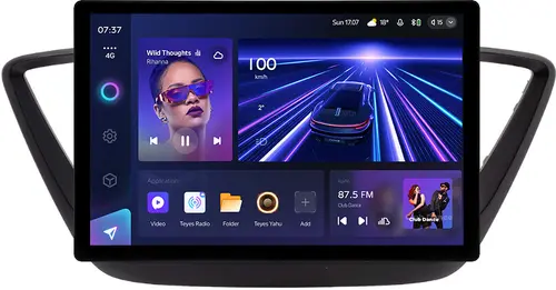 Магнитола для Hyundai Solaris 2 2017-2022 / Solaris HS (без штатной КЗВ, рамка черная матовая) - Teyes CC3-2K монитор 13" 2K QLED, Android 10, Быстрая, 4G SIM-слот, CarPlay