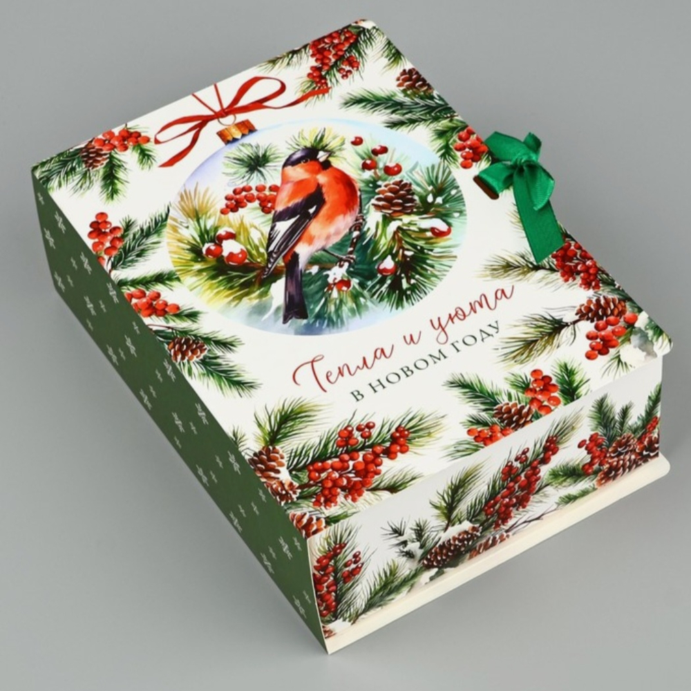 Складная коробка-книга «Снегири», 21×15×7 см