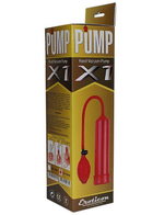 Красная вакуумная помпа Eroticon PUMP X1 с грушей (Цвет: красный)