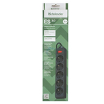 Фильтр сетевой Defender ES, 3,0 м Black (5 розеток)