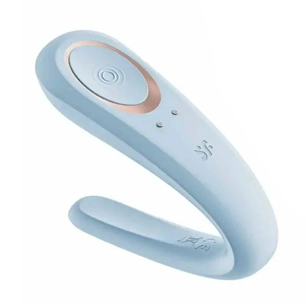 Голубой многофункциональный стимулятор 18см для пар Satisfyer Double Classic Blue