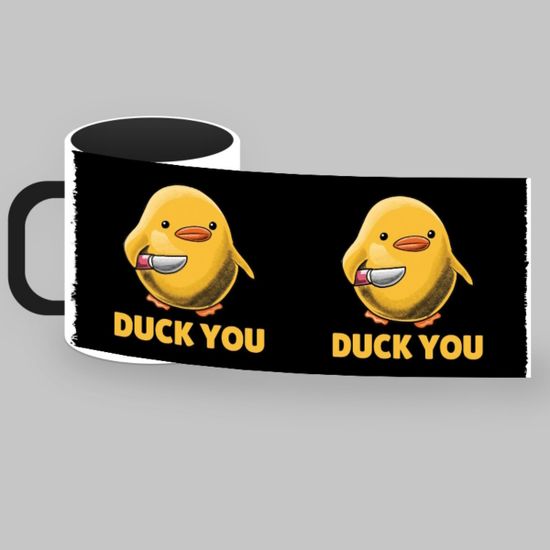 Кружка керамическая объем 330мл, Мемы и оффтопы 330мл Duck You (черная с полем)