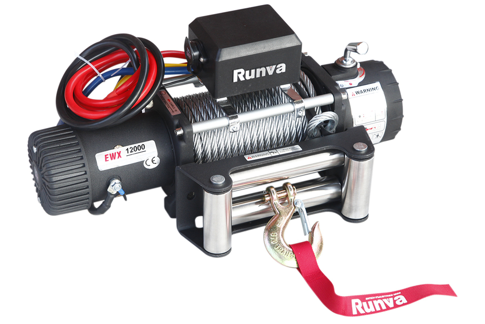 Лебёдка электрическая 24V Runva 12000 lbs 5443 кг (стальной трос)