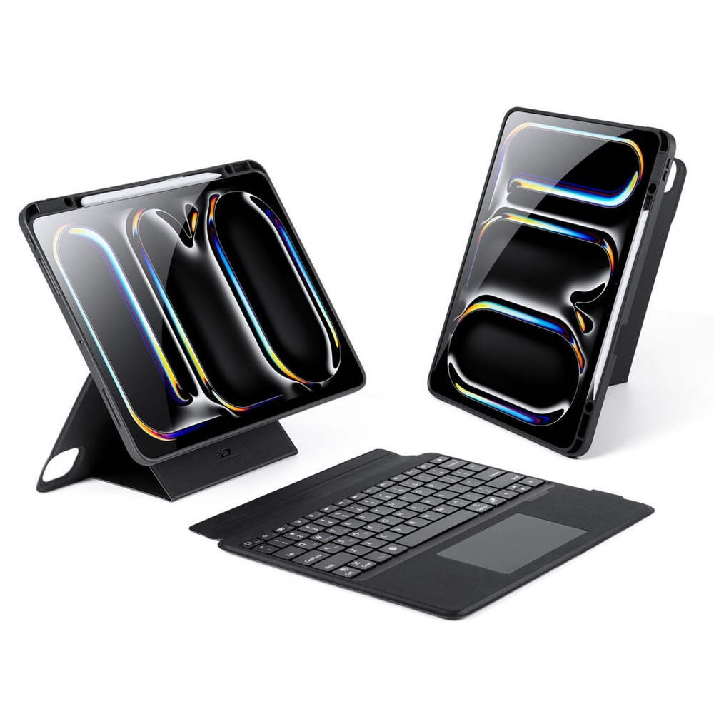Чехол подставка с клавиатурой (RUS) от Dux Ducis для планшета iPad Pro 13 (2024-), серия DK Series Keyboard, русская клавиатура с подсветкой