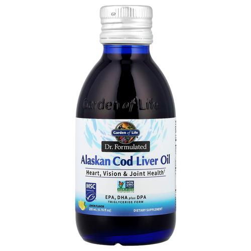 Garden of Life, Компания Dr. Formulated, жир печени аляскинской трески, лимон, 200 мл (6,76 жидк. Унции)
