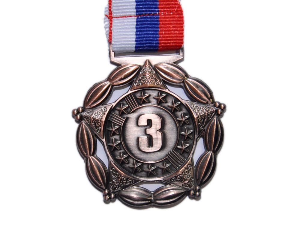 Медаль спортивная с лентой 3 место d - 5 см :1904-3