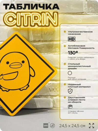 Табличка мем "Уточка с ножом" шуточная прикольная на дверь и стену, для офиса и дома, декоративный знак, 24,5х24,5 см, пластиковая, Айдентика Технолоджи