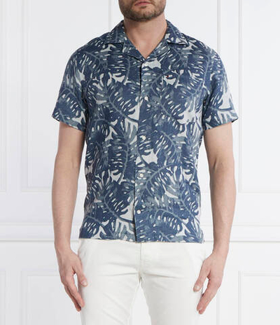 Льняная рубашка W-DIFFUSED FOLIAGE Tommy Hilfiger - голубой(MW0MW34580)