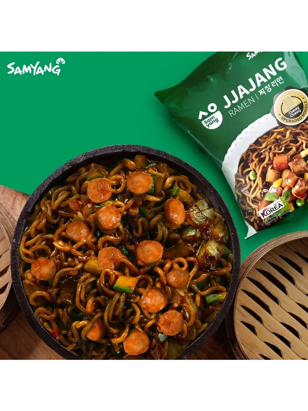 Лапша Jjajang Ramen с соусом Чачжан 400 г (5 пачек)