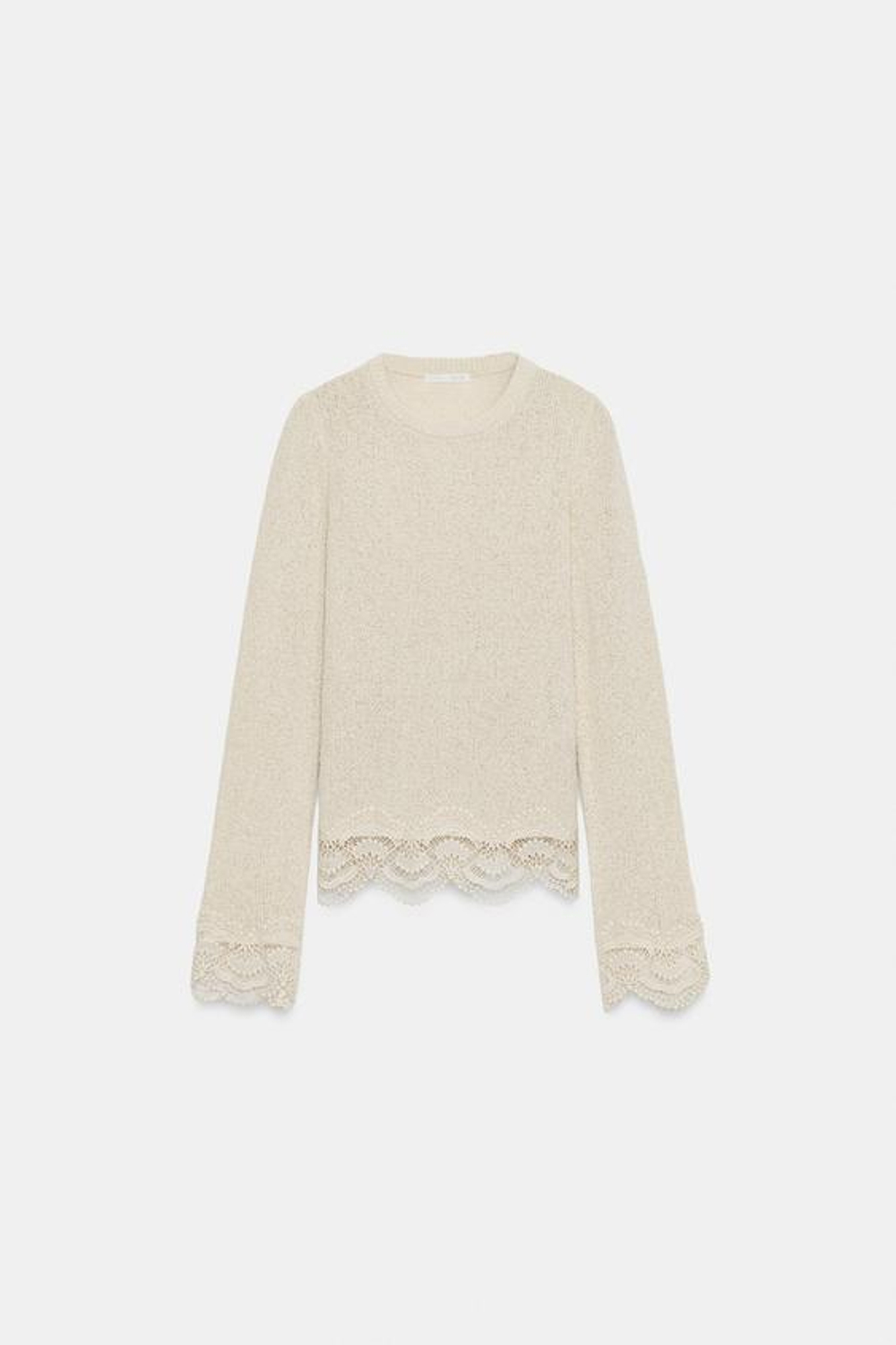 ZARA КРУЖЕВНОЙ ТОП, ЭКРЮ