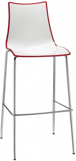 Стул барный пластиковый Scab Design Zebra Bicolore, хром, белый, красный