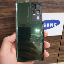 Крышка для Samsung S21 Ultra - задняя стеклянная панель "хорошее качество" (синий цвета)