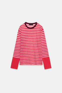 ZARA СВИТЕР В ПОЛОСКУ, КРАСНАЯ ПОЛОСКА