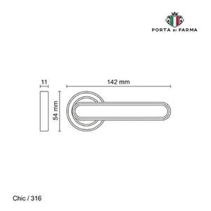 Ручка раздельная PORTA DI PARMA Chic CP хром