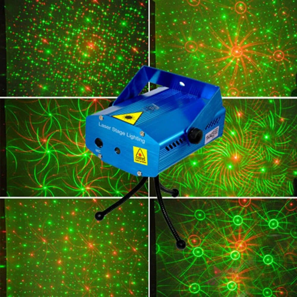 Лазерный проектор MINI Laser Stage Lighting / Портативный лазерный проектор с эффектом светомузыки для дома