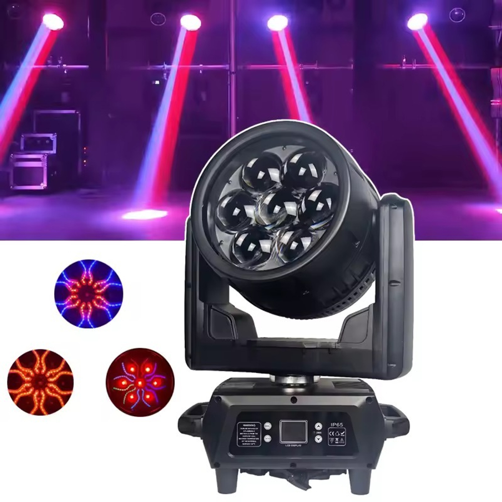 Вращающаяся голова WASH 7х60W AURA 12x4 Вт RGBW