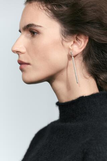 Massimo Dutti Длинные серьги в полоску, серебряный
