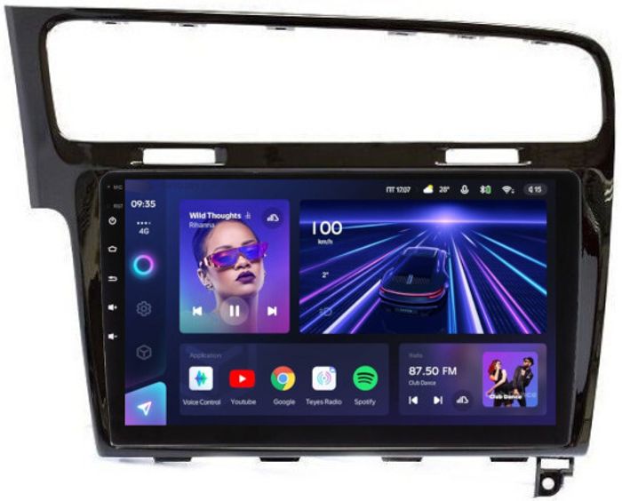 Магнитола для Volkswagen Golf 7 2012-2020 (рамка черный глянец) - Teyes CC3 монитор 10" QLED на Android 10, Быстрая, CarPlay, 4G SIM-слот