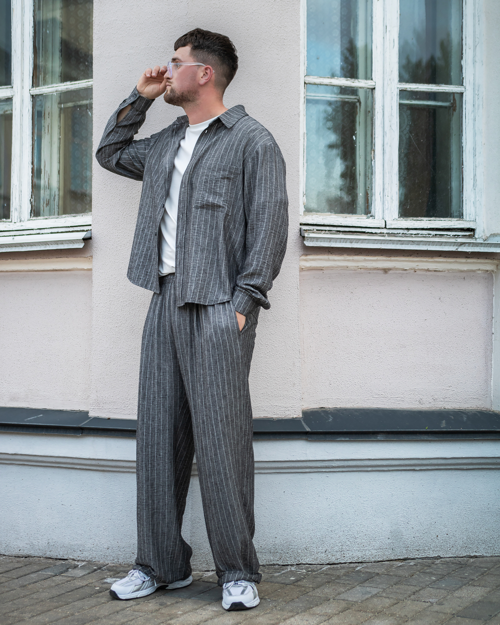 Брюки "Linen stripe" черные