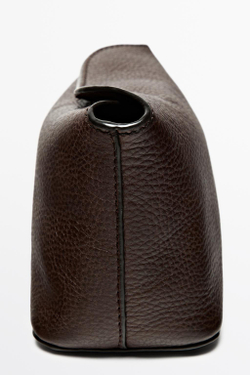 Massimo Dutti Мини-несессер из кожи наппа, коричневый
