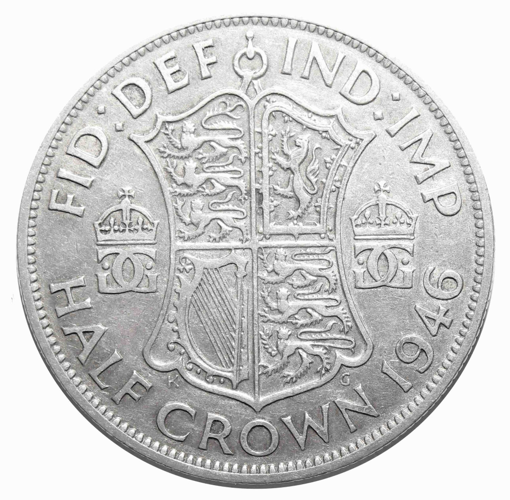 1/2 кроны 1946 год Великобритания (Георг VI) Серебро. VF-XF