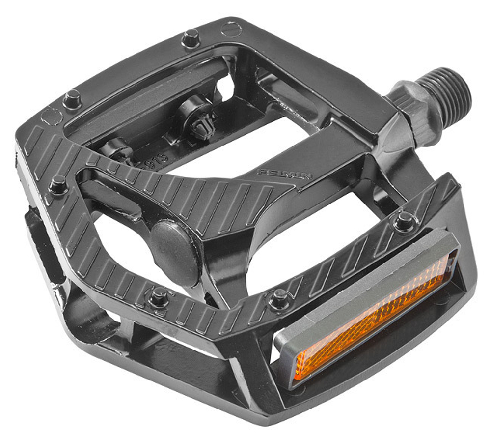 Педали Stels FP-913ZU Feimin, MTB,  алюминиевые литые, ось диам. 9/16" из Cr-Mo стали, размер 107,5 х 98 мм, вес пары  352 г, чёрные,(360115)