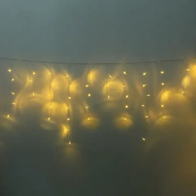 Гирлянда для дома БАХРОМА «Мерцание» ш3м* в0,3/0,5/0,7 см 100 ламп LED, прозрачн.провод,1 реж, IP-20, Теплый белый (возможность соединения)