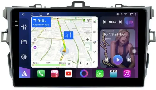Магнитола для Toyota Corolla 150 2006-2013 (рамка тип 1) - FarCar S500-TS10 монитор 9.5" QLED на Android 14, Быстрая, CarPlay, 4G SIM-слот