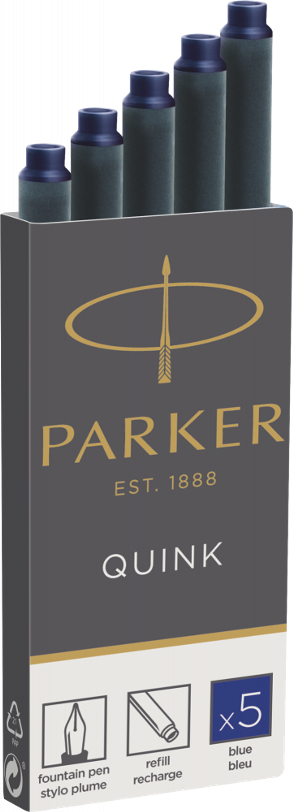Картридж Parker с чернилами для перьевой ручки Z11, упаковка из 5 шт., цвет: Blue