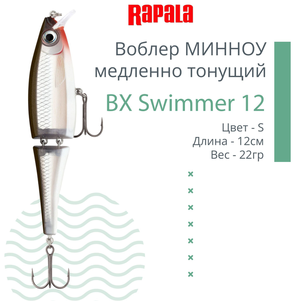 Воблер BX Swimmer 12, 12см, 22г, цвет BLP, медленно тонущий