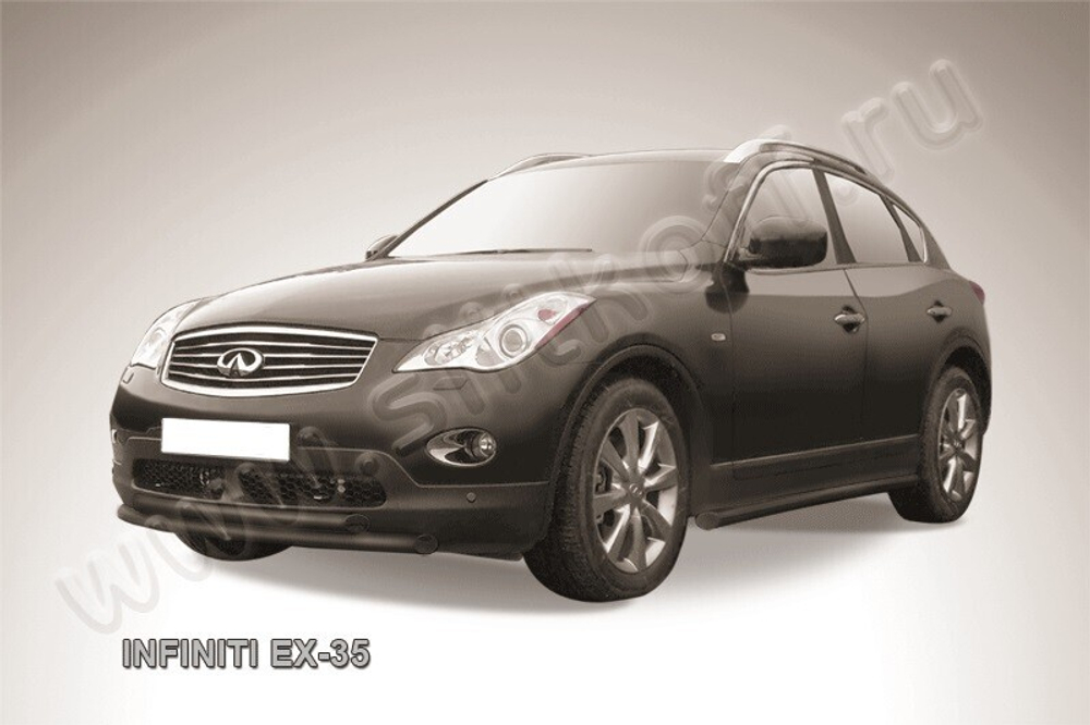 Защита переднего бампера (нержавейка) Infiniti EX-35 (2007-2013) d57+d57 (черный)
