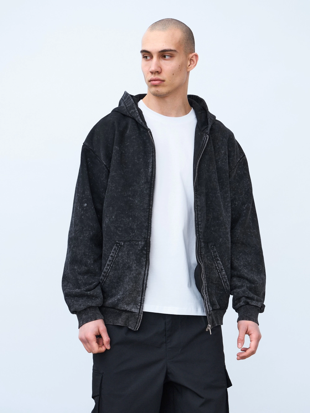 Худи на молнии Garment dyed 380 г