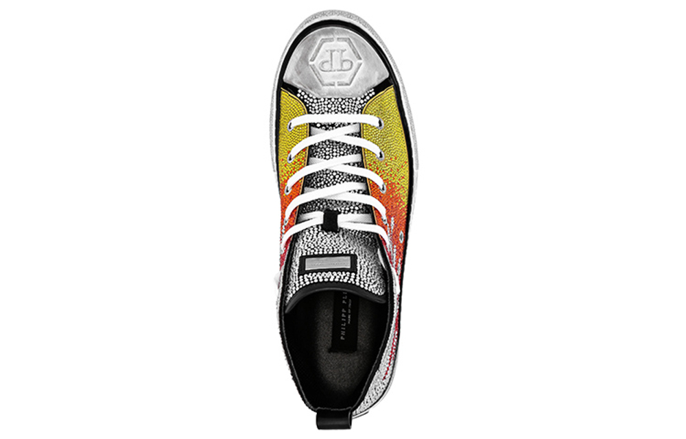 PHILIPP PLEIN Stylish Skateboarding Shoes Men"s High top White Red