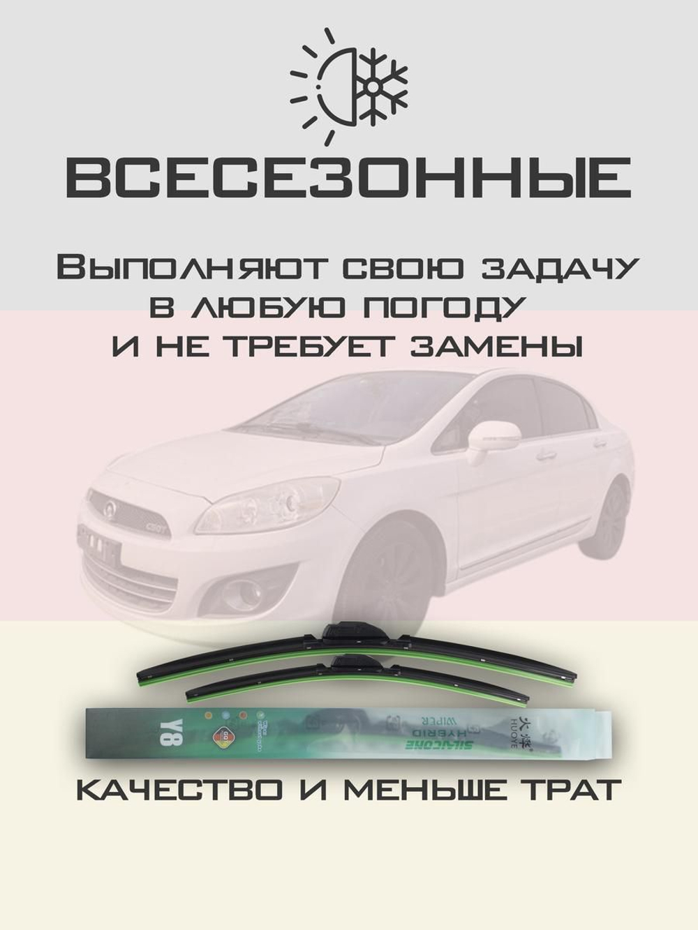 Щетки стеклоочистителя HUOYE Y8 600/550 мм на Fiat Multipla | Pinch tab