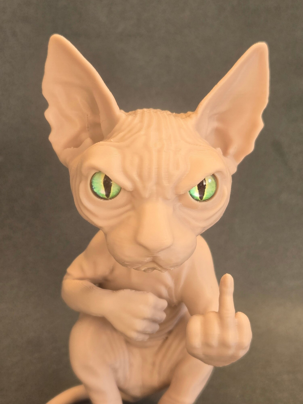 Фигурка кота, недовольный Сфинкс, 3Д печать, высота 13,5 см., бежевый
