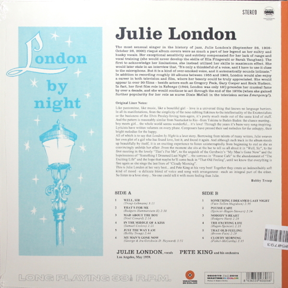 Julie London With Pete King And His Orchestra / London By Night (Coloured Vinyl)(LP)