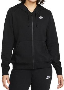 Женская Кофта теннисная Nike Sportswear Club Fleece Full Zip Hoodie - черный