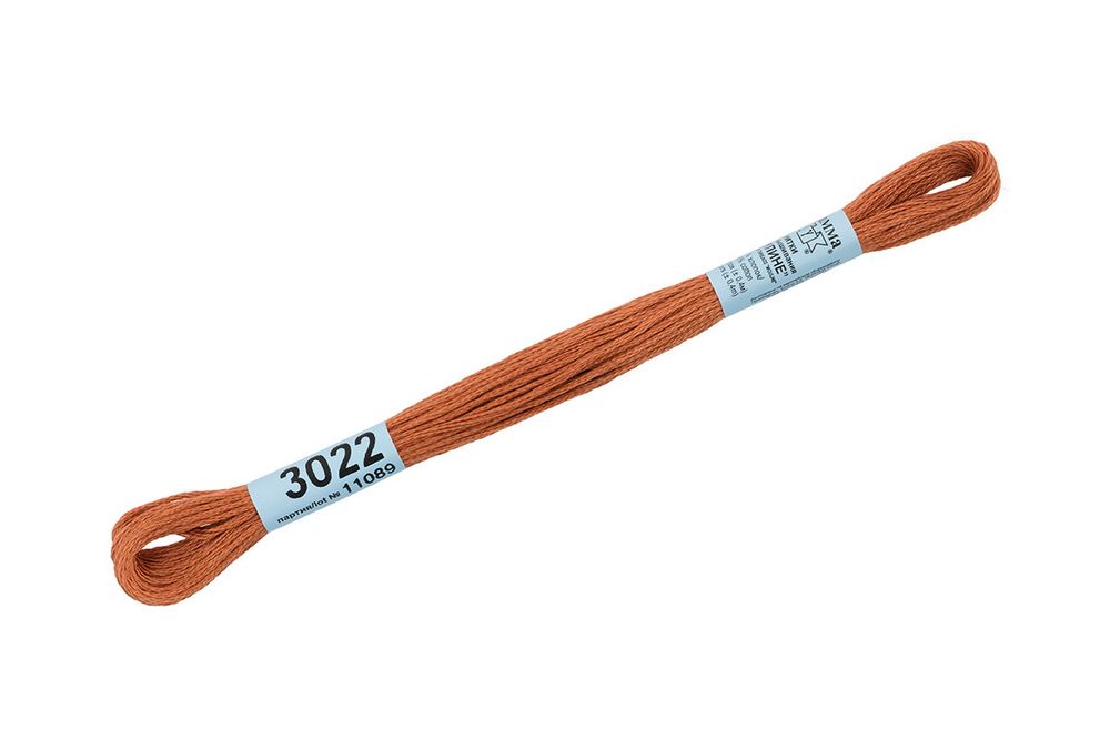 Мулине Gamma 100% хлопок, цв.3022 т.рыжий, 24 мотка по 8 метров