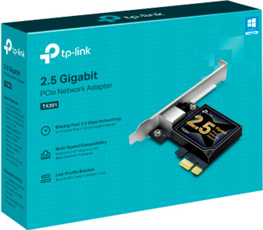 TP-Link TX201 Сетевой адаптер PCIe 2,5 Гбит/с, 1 разъём PCIe 2.1