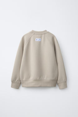 ZARA СПОРТИВНАЯ ТОЛСТОВКА ИЗ МОДАЛА, ПЕСОЧНЫЙ