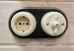 Ретро выключатель поворотный, пластиковый, слоновая кость, Вектор Interior Electric ВПВ-012-02