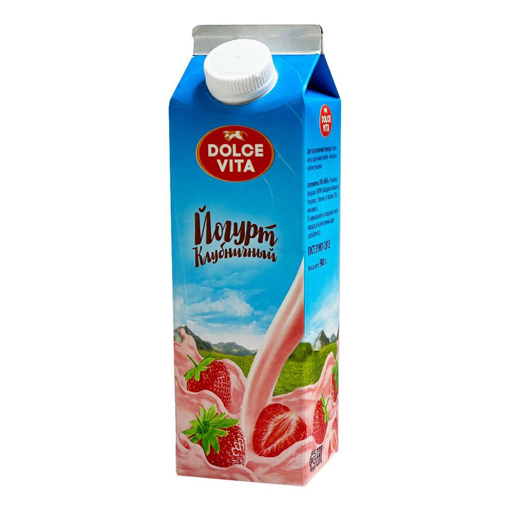 Йогурт Дольче Вита 2,5% клубника п/пак 0,9л