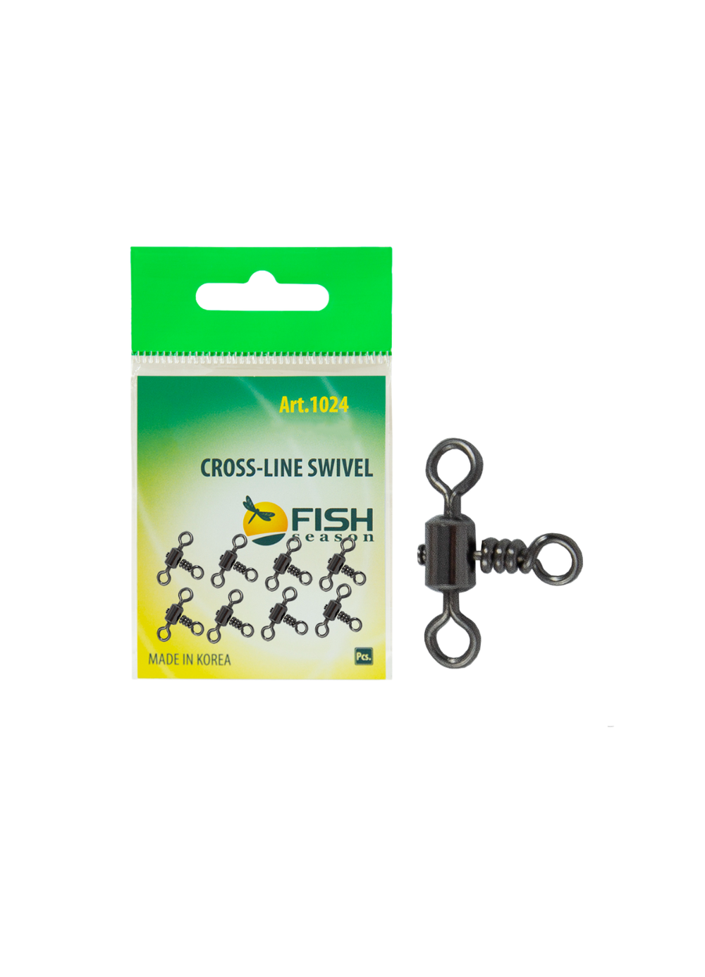 Вертлюжок рыболовный Fish Crystal  цилиндрический на три направления CROSSLINE SWIVEL 1024 №4 (5 упаковок)