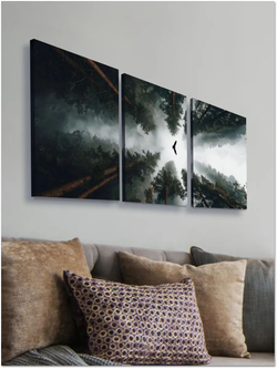 Картина Красная машина модульная 50x70см 3шт.