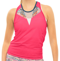 Женский теннисный топ Lucky in Love Pretty in Ink Think Ink Bralette Tank — shocking pink