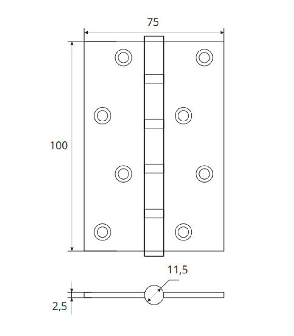 Петля АVERS 100*75*2,5-B4-CR хром (12/96)