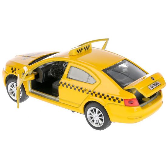 Машина металл SKODA OCTAVIA ТАКСИ длина 12 см, двери, багаж, инерц. кор. Технопарк