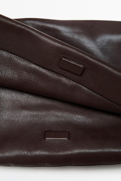 Massimo Dutti Сумка через плечо из кожи наппа с декоративной строчкой, коричневый