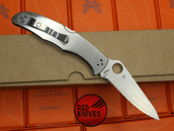 Нож Spyderco Endura® 4 Stainless - рукоять стальная, клинок серрейтор