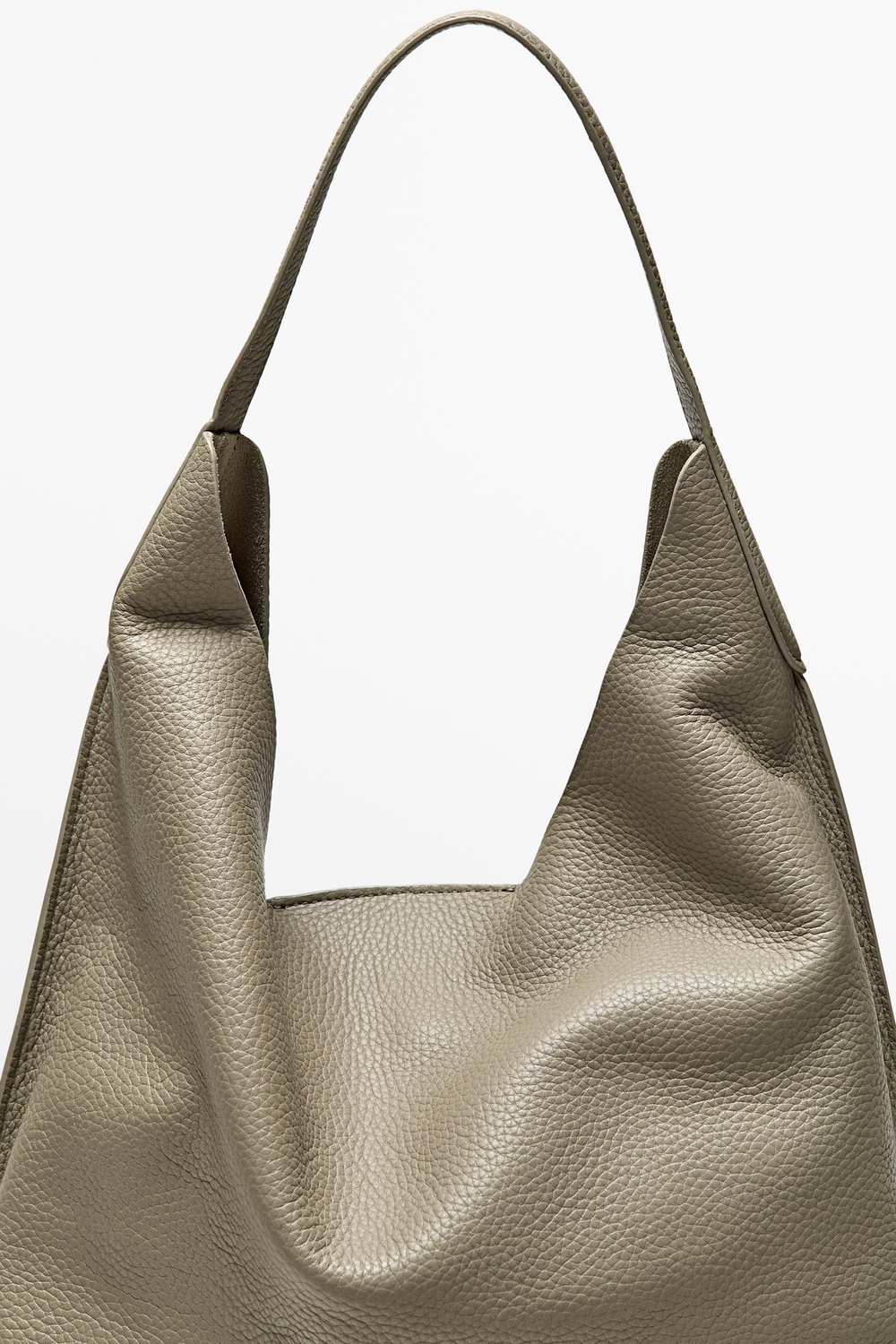 Massimo Dutti Мини-сумка через плечо из кожи наппа, серо-коричневый